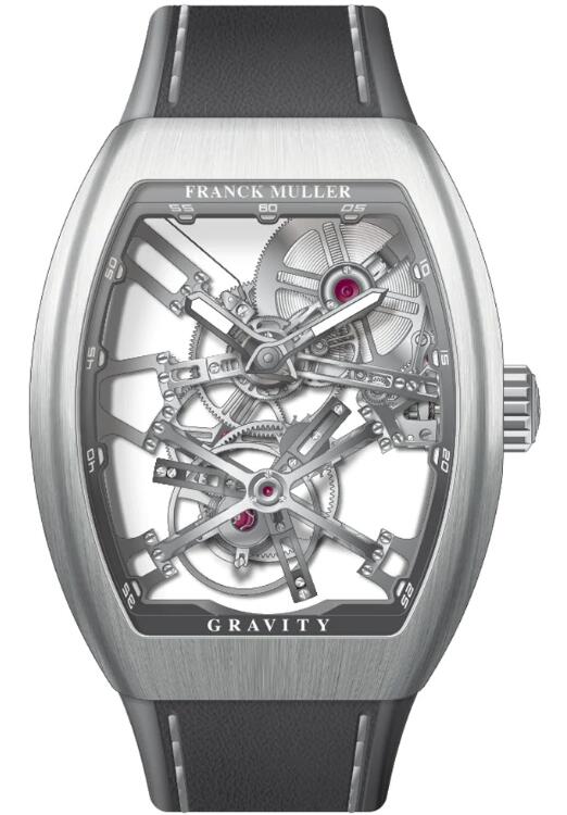 Best FRANCK MULLER Vanguard Gravity Skeleton Tourbillon Brushed Steel V 45 T GR CS SQT (TT) (BR AC) (TT.NR) Replica Watch